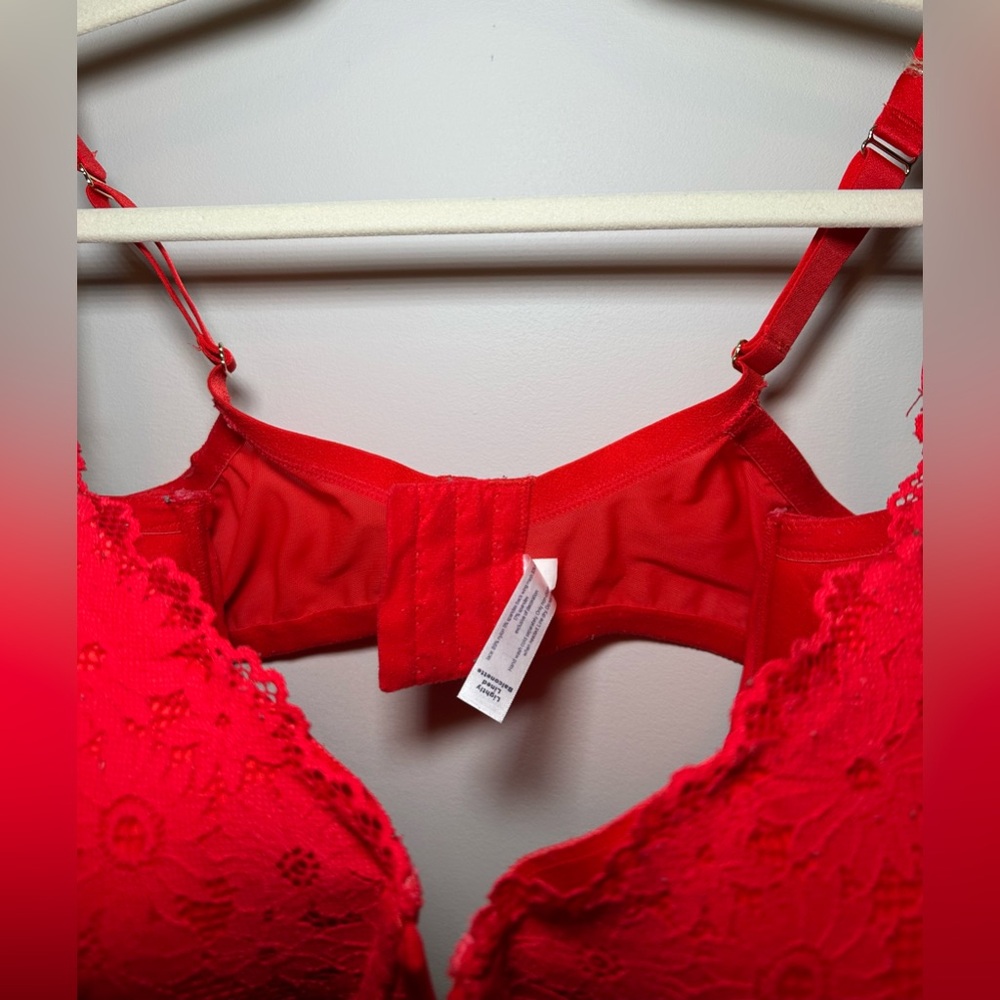Cacique Layne Bryant red lace bra lightly lined balconette 42DDD sexy curvy cute - Picture 4 of 8